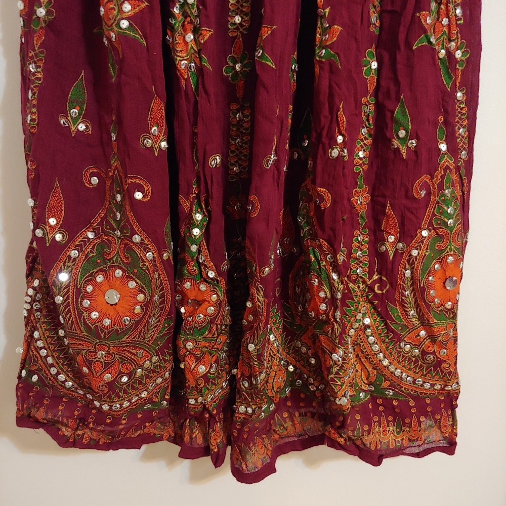 Bohemian maroon Indian skirt